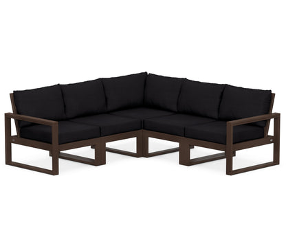 POLYWOOD® EDGE 5-Piece Modular Deep Seating Set in Mahogany / Midnight Linen
