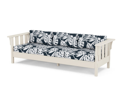 Martha Stewart by POLYWOOD® Acadia Deep Seating Sofa in Sand / Leaf Marine Indigo