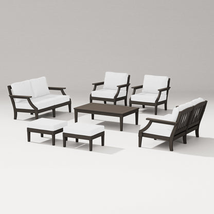 PW Designer Series Estate 7-Piece Lounge Loveseat Set in Vintage Coffee / Natural