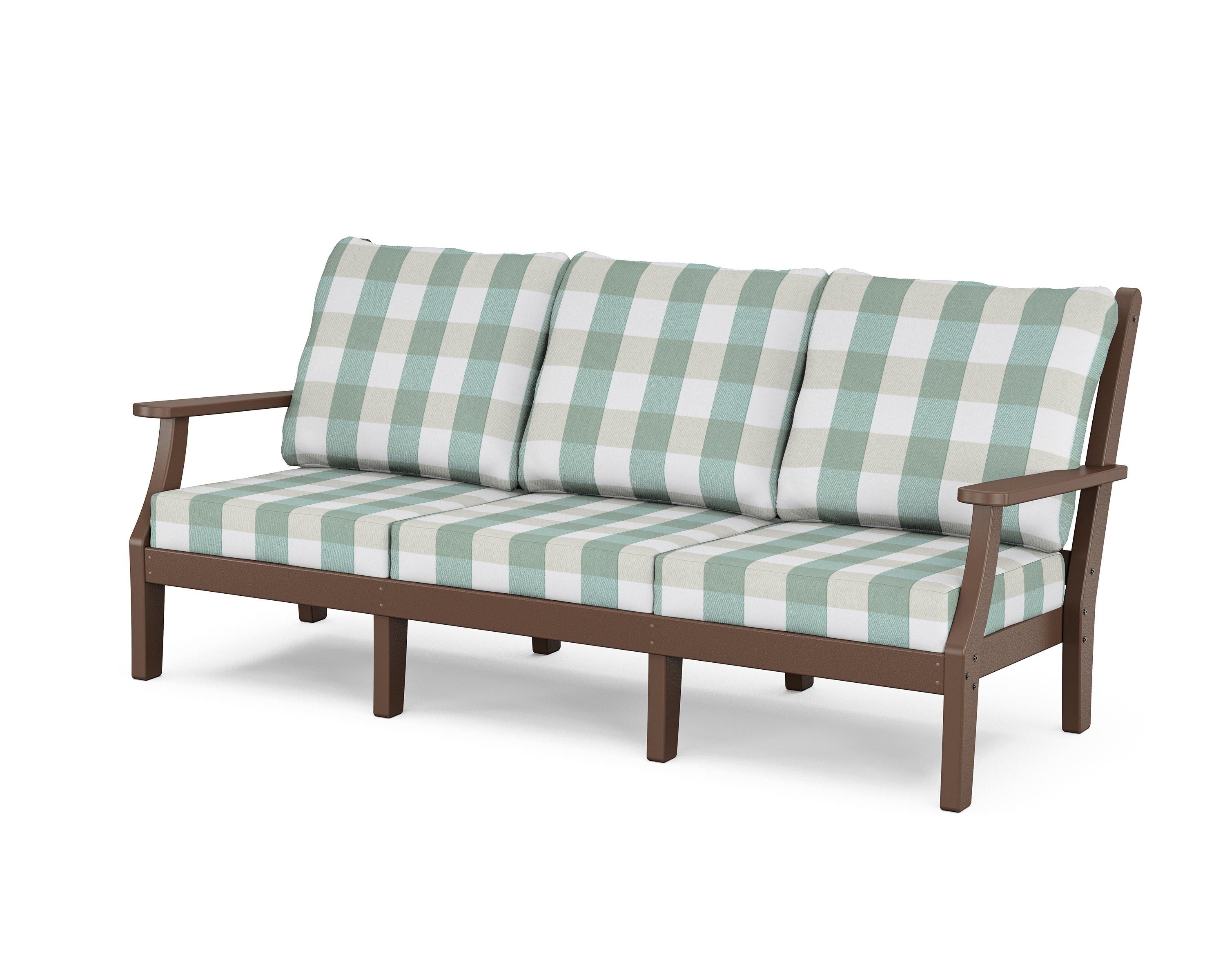 Country Living Wovendale Deep Seating Sofa in Mahogany / Buffalo Plaid Glacier Spa