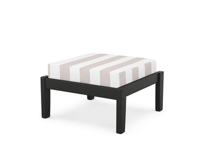 Unbranded Deep Seating Ottoman in Black / Cabana Stripe Dune Burlap