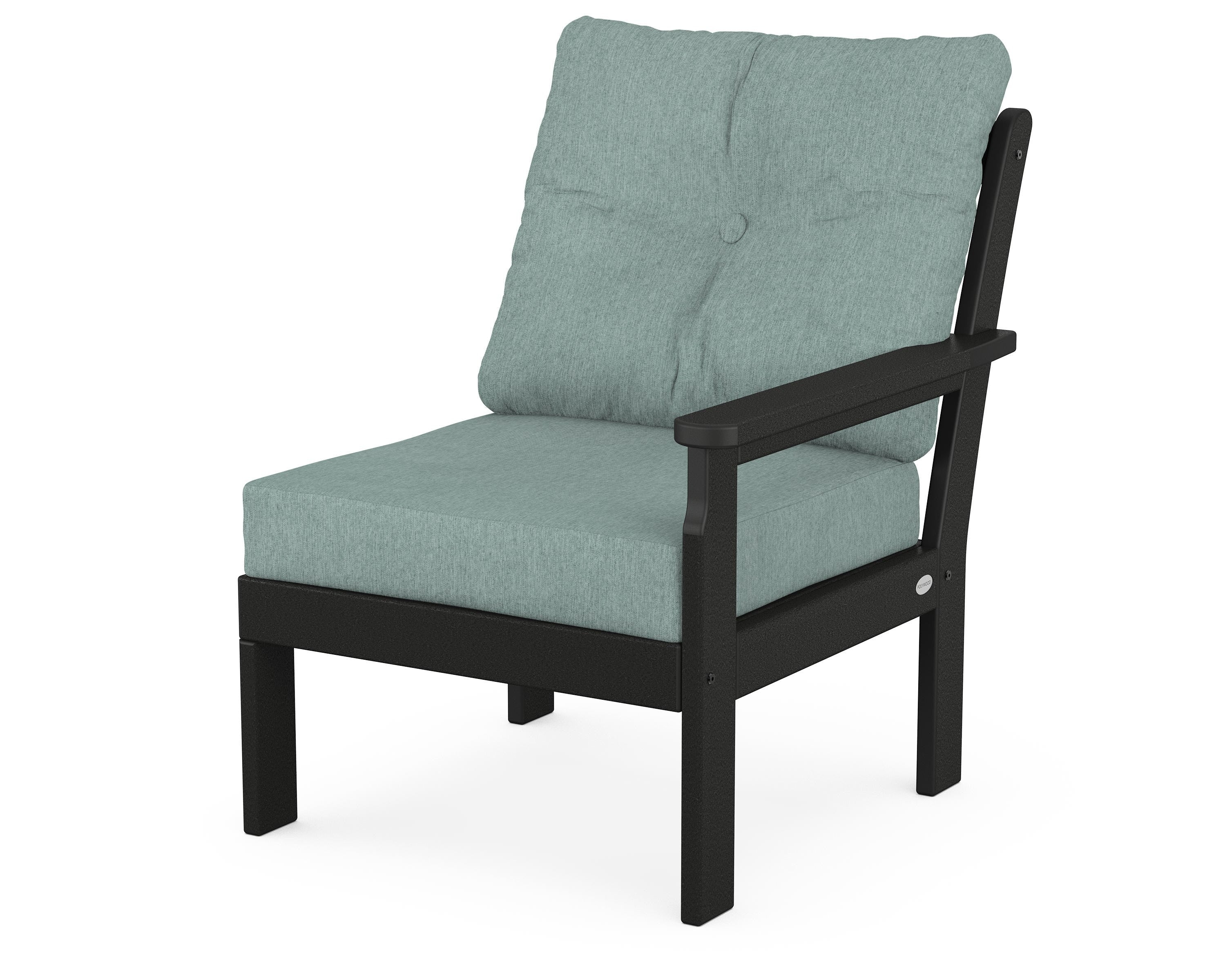 POLYWOOD® Vineyard Modular Right Arm Chair in Black / Glacier Spa