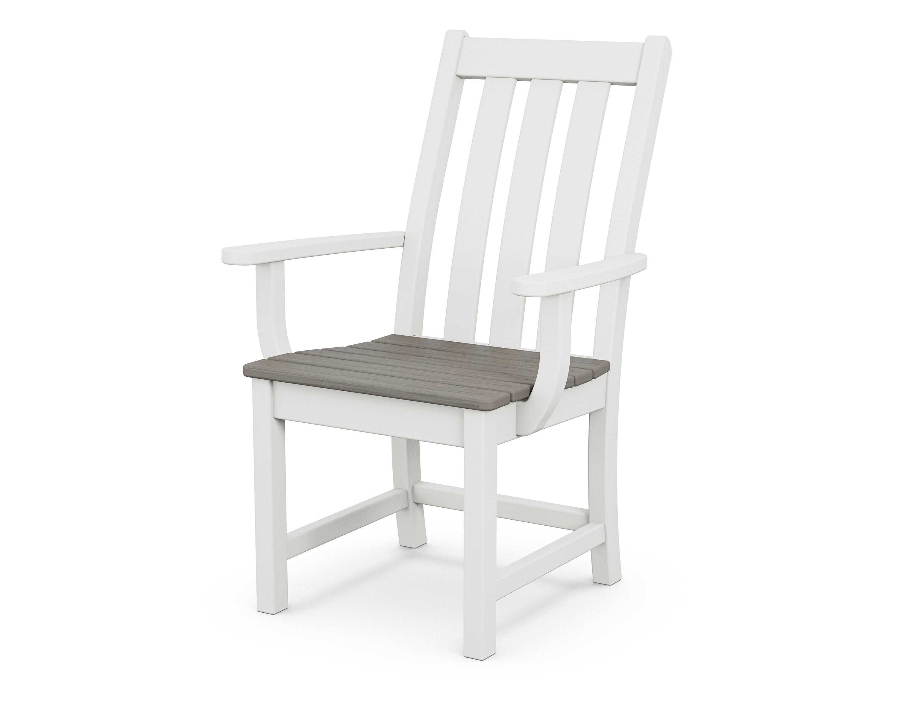 POLYWOOD® Vineyard Dining Arm Chair in White / Driftwood