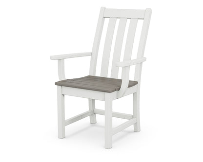 POLYWOOD® Vineyard Dining Arm Chair in White / Driftwood