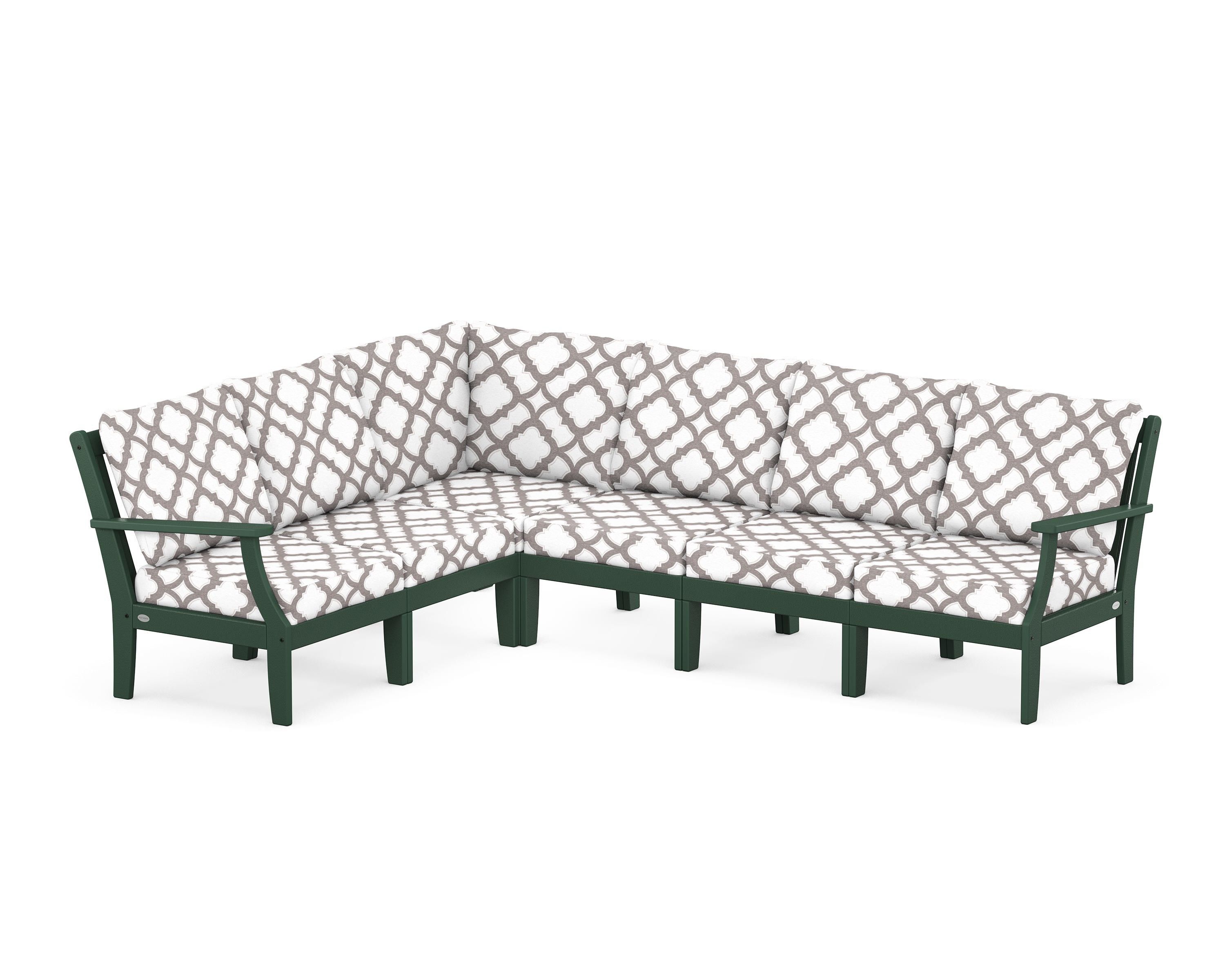 POLYWOOD® Braxton Modular 6-Piece Deep Seating Set in Green / Trellis Grey Mist