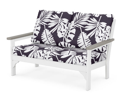 POLYWOOD® Vineyard Deep Seating Loveseat in White / Driftwood / Leaf Navy