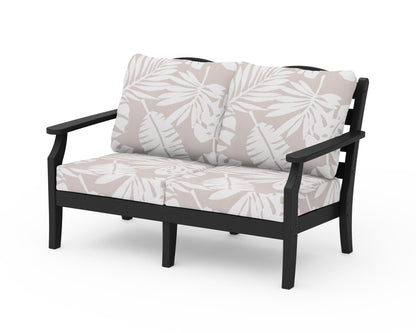 Draper James™ by  POLYWOOD® Savannah Deep Seating Loveseat in Black / Leaf Dune Burlap