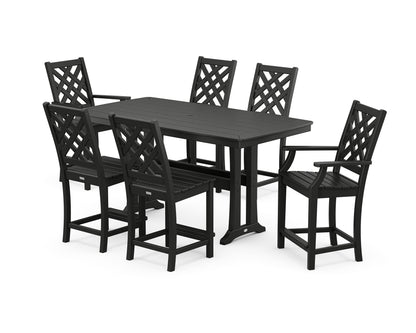 Country Living Wovendale 7-Piece Counter Set with Trestle Legs in Black