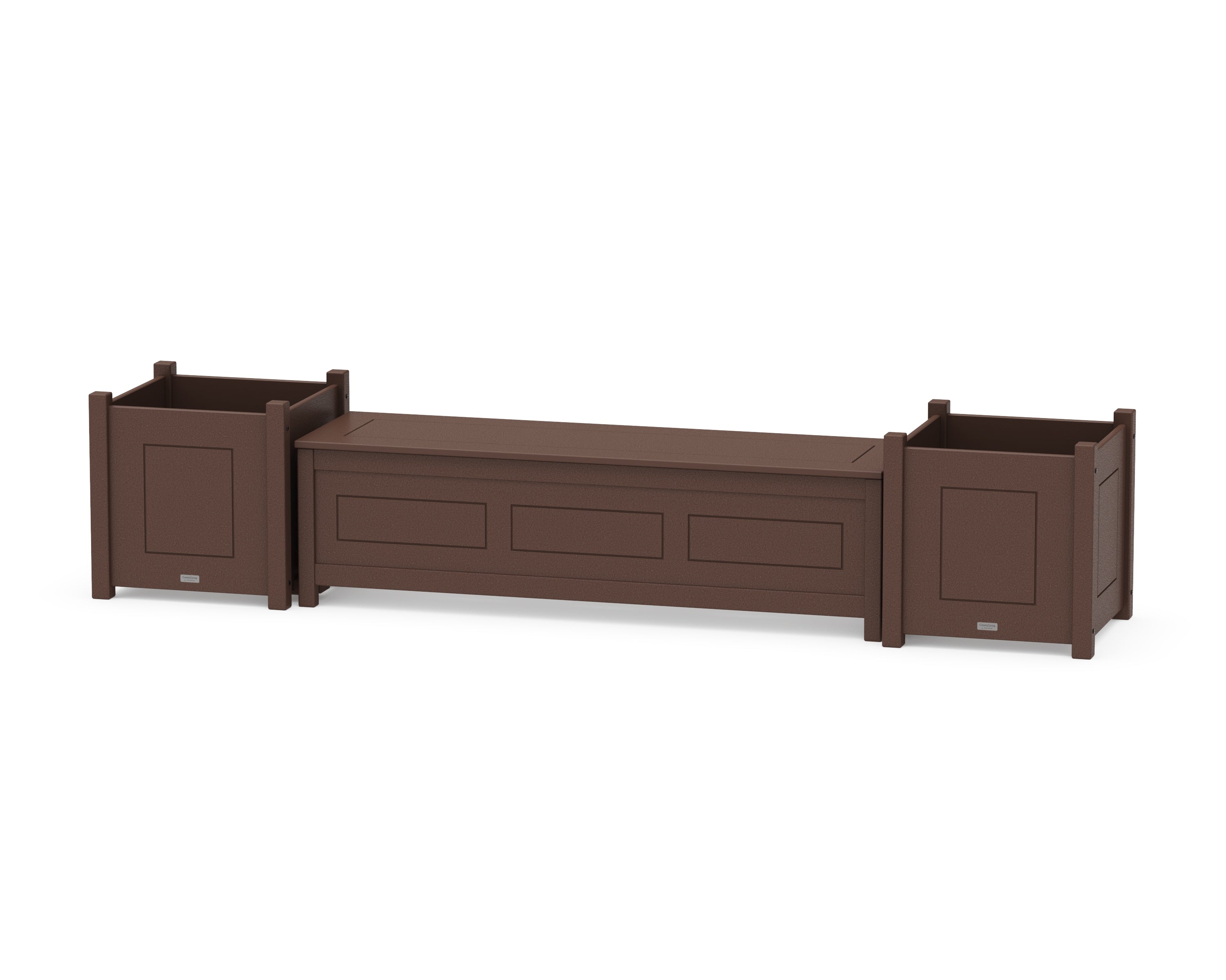 Country Living 60" Country Living Straight Planter Storage Bench Set- Large in Mahogany