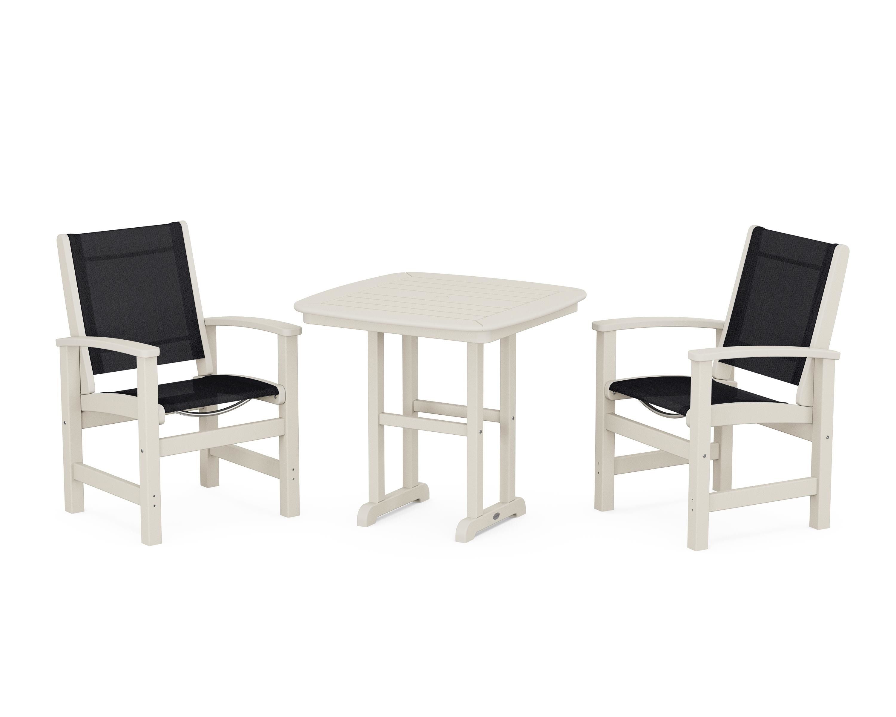 POLYWOOD® Coastal 3-Piece Dining Set in Sand / Black Sling