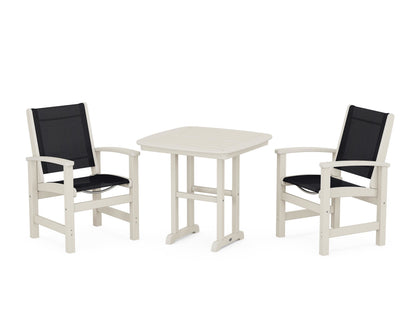 POLYWOOD® Coastal 3-Piece Dining Set in Sand / Black Sling