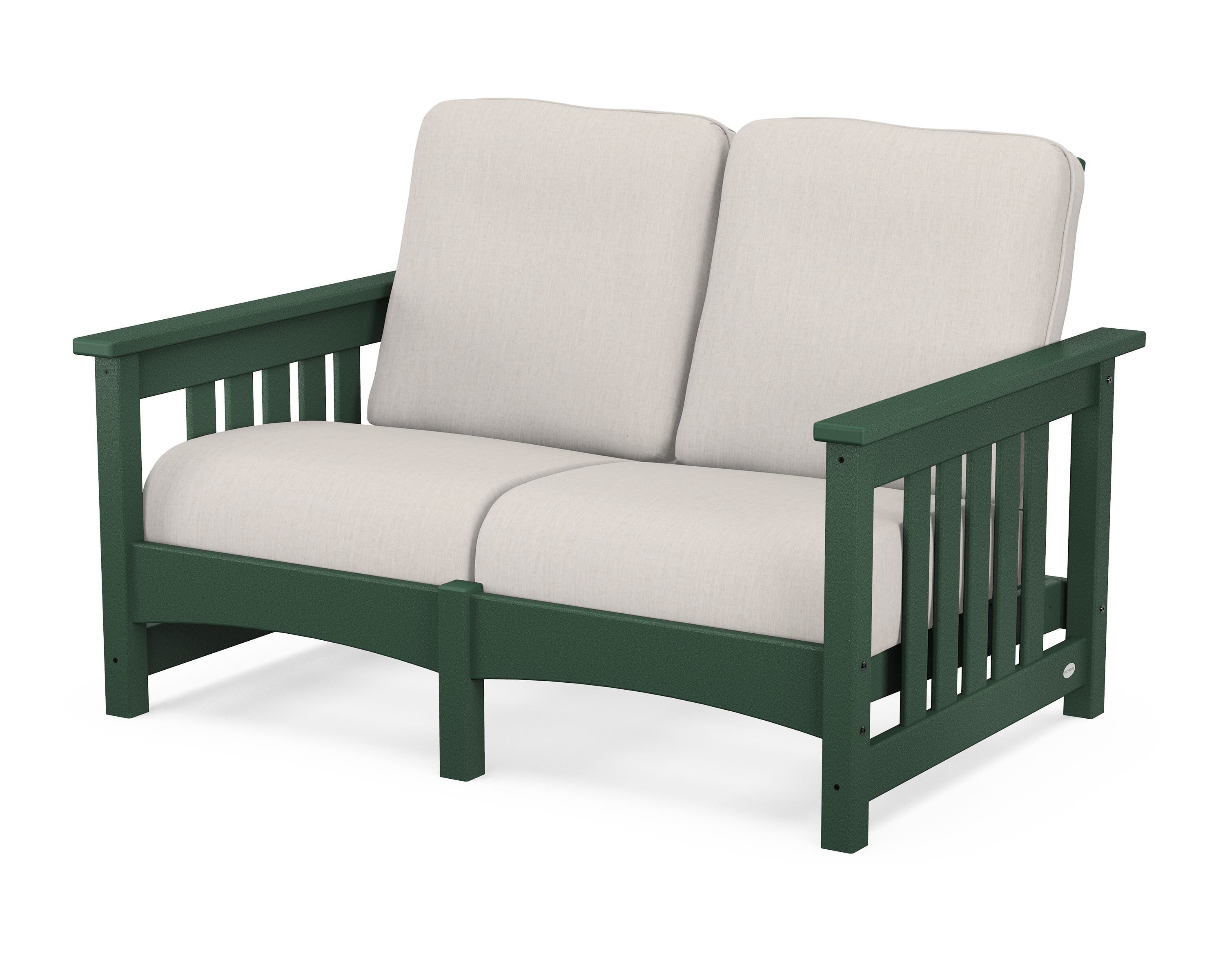 POLYWOOD® Club Mission Loveseat in Green / Cast Ash