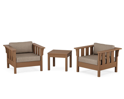 Martha Stewart by POLYWOOD® Acadia 3-Piece Deep Seating Set in Teak / Spiced Burlap