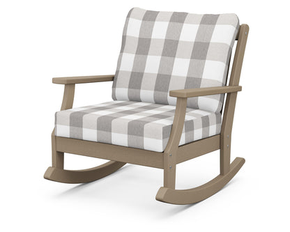 POLYWOOD® Braxton Deep Seating Rocking Chair in Vintage Sahara / Buffalo Plaid Grey Mist
