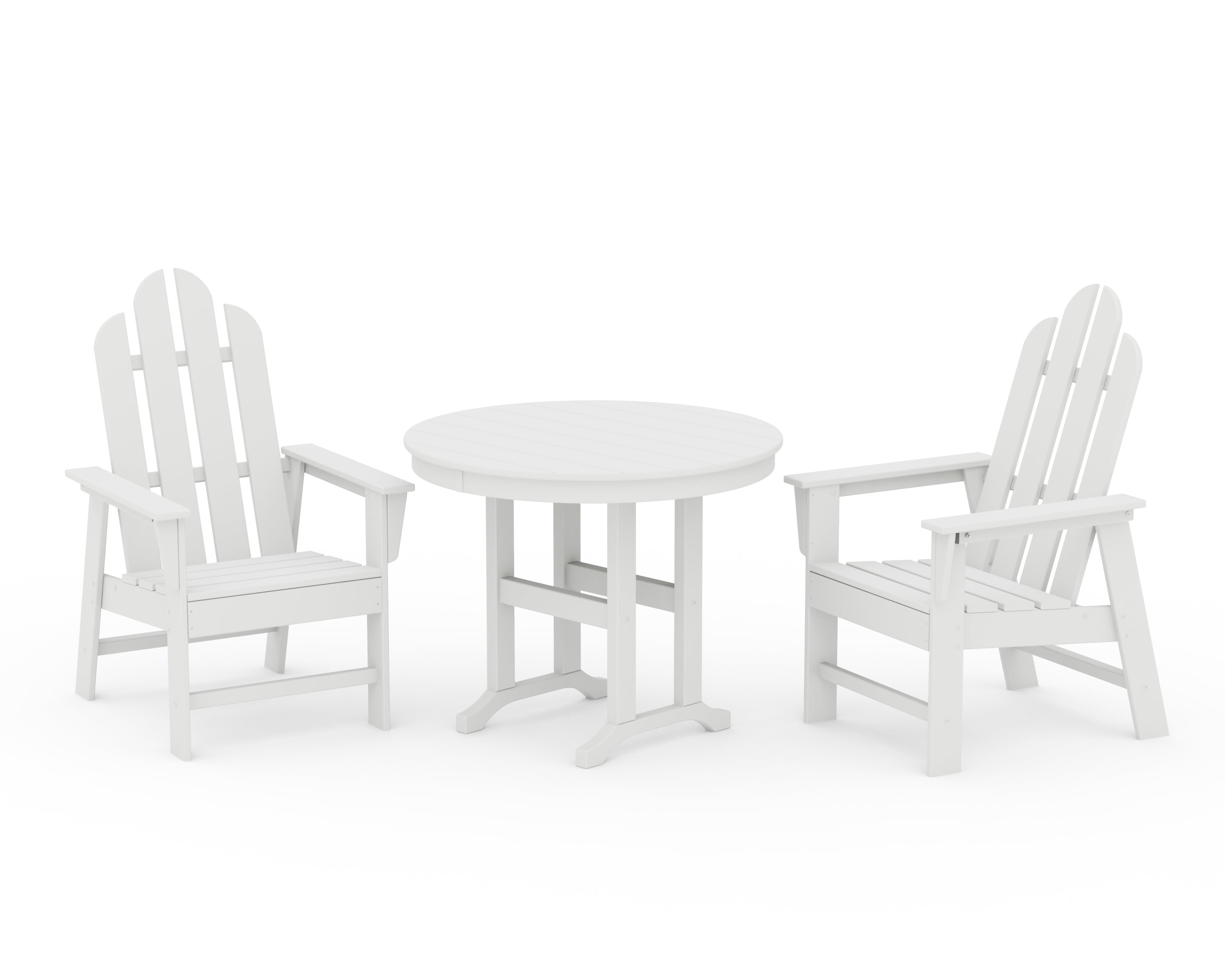 POLYWOOD® Long Island 3-Piece Round Dining Set in White