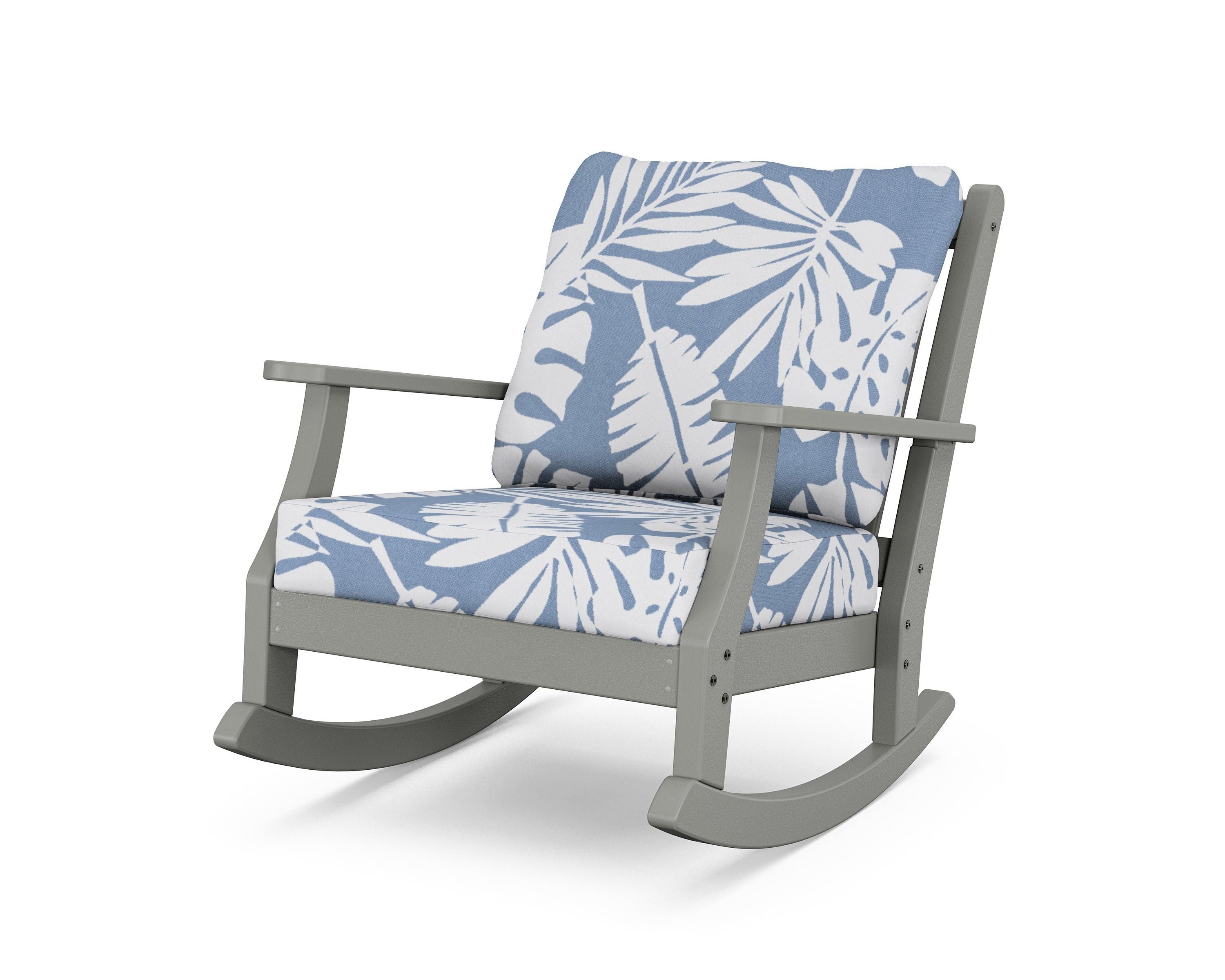 Country Living Wovendale Deep Seating Rocking Chair in Slate Grey / Leaf Sky Blue