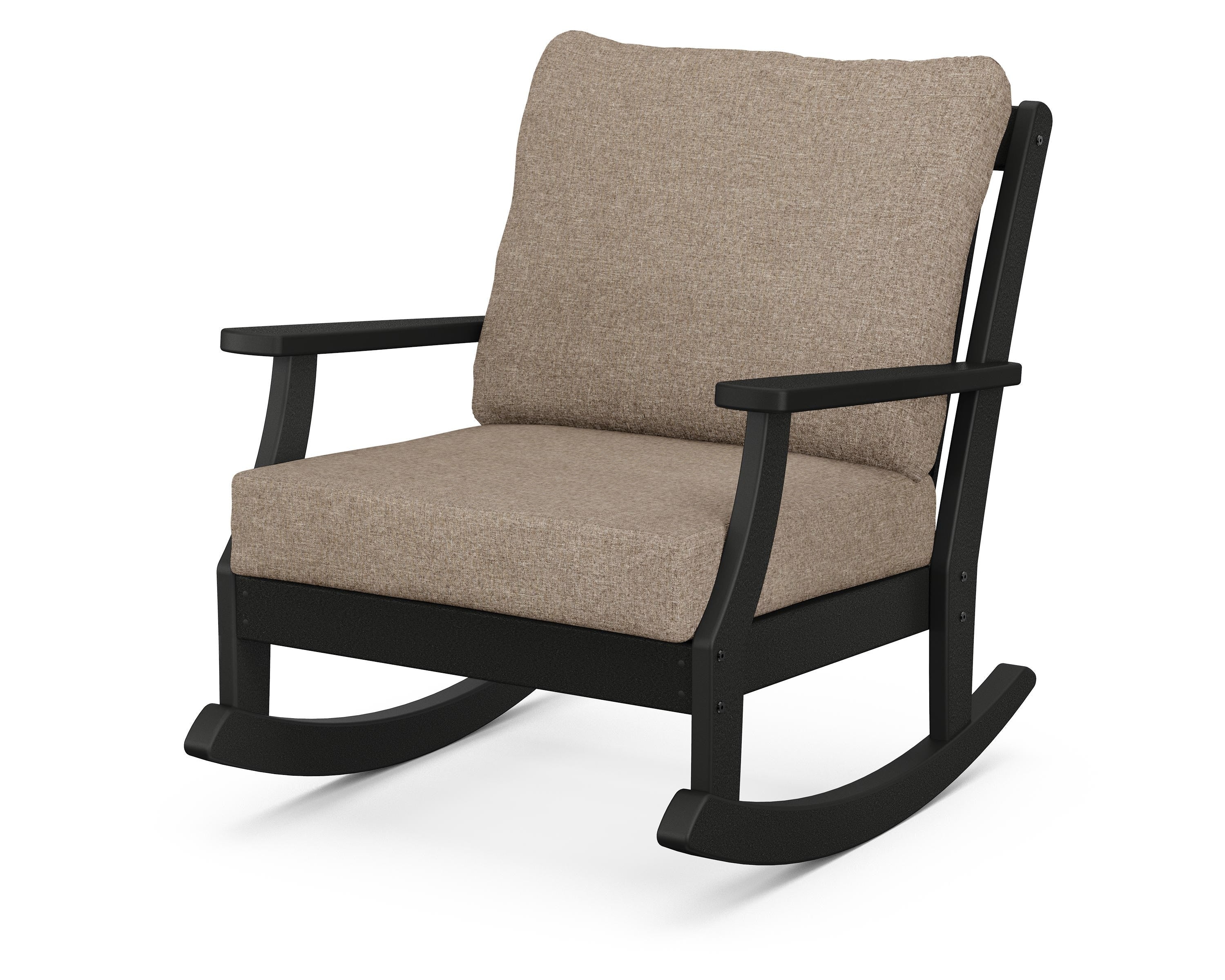POLYWOOD® Braxton Deep Seating Rocking Chair in Black / Spiced Burlap
