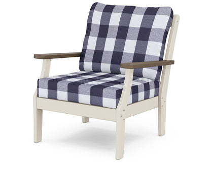 POLYWOOD® Braxton Deep Seating Chair in Sand / Kona / Buffalo Plaid Navy