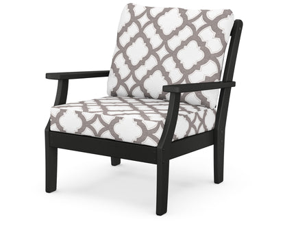 POLYWOOD® Braxton Deep Seating Chair in Black / Trellis Grey Mist
