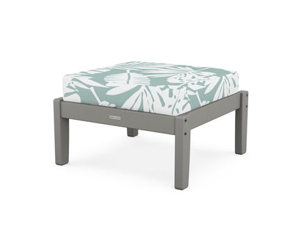 Martha Stewart by POLYWOOD® Chinoiserie Deep Seating Ottoman in Slate Grey / Leaf Glacier Spa