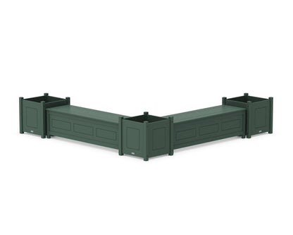Country Living 60" Country Living L- Shaped Planter Storage Bench Corner Set- Large in Green