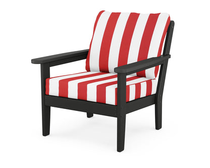 Country Living Cottage Deep Seating Chair in Black / Cabana Stripe Crimson