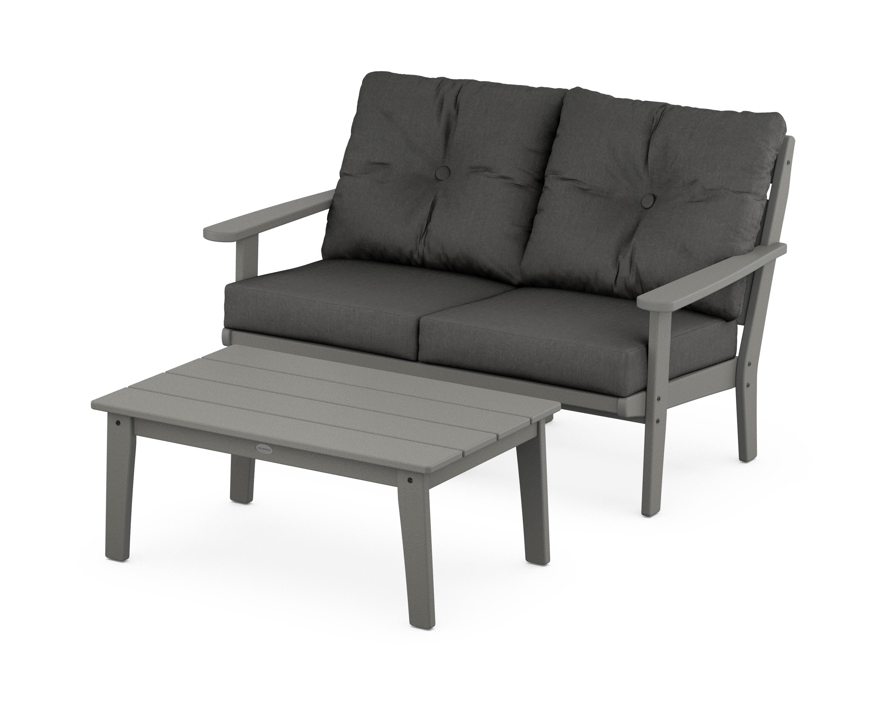 POLYWOOD® Lakeside 2-Piece Lounge Loveseat Set in Slate Grey / Spectrum Carbon