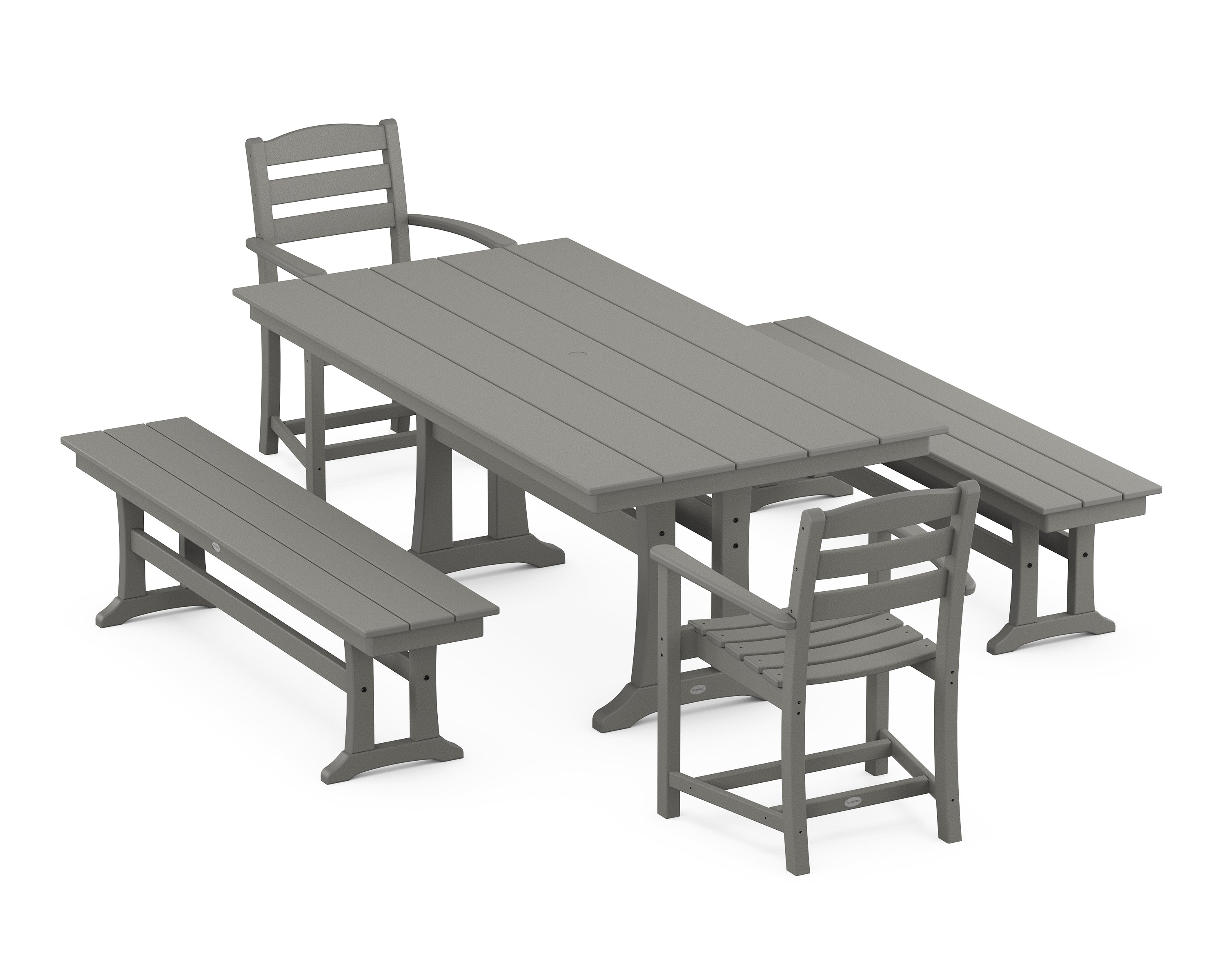 POLYWOOD® La Casa Cafe 5-Piece Farmhouse Dining Set With Trestle Legs in Slate Grey