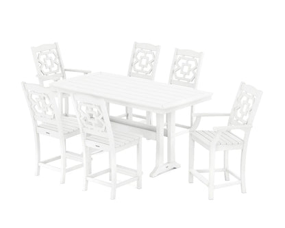 Chinoiserie 7-Piece Counter Set with Trestle Legs