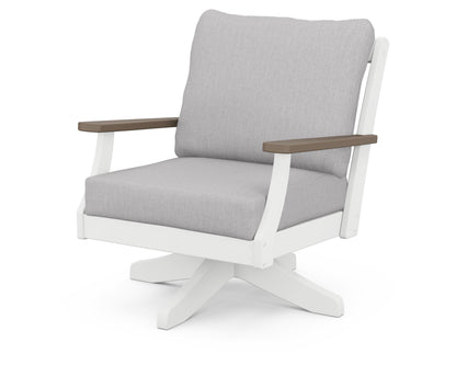 POLYWOOD® Braxton Deep Seating Swivel Chair in White / Kona / Granite