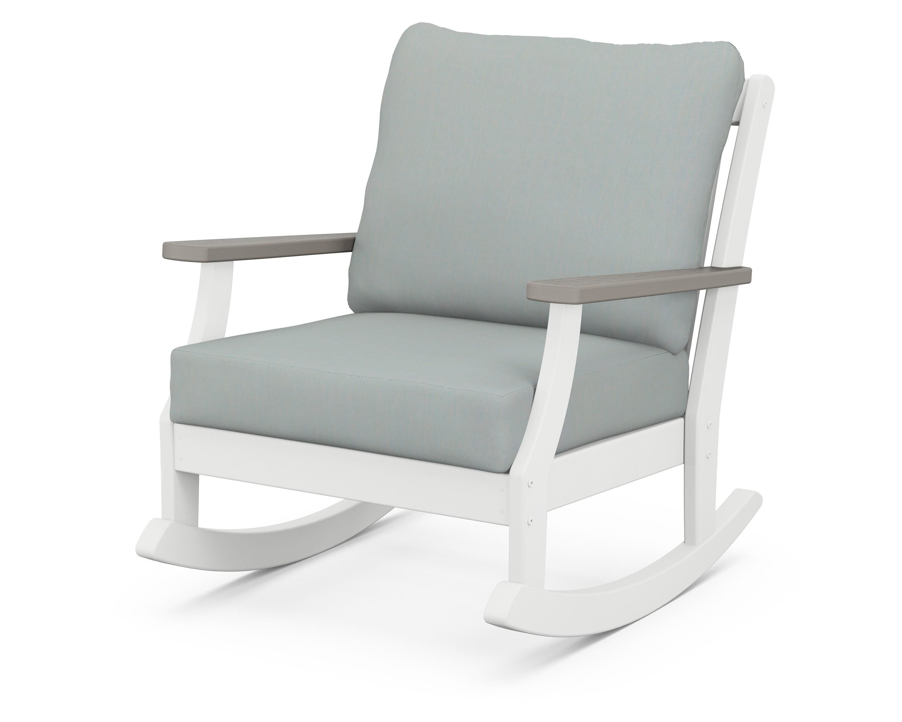 POLYWOOD® Braxton Deep Seating Rocking Chair in White / Driftwood / Spa