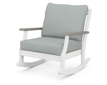 POLYWOOD® Braxton Deep Seating Rocking Chair in White / Driftwood / Spa