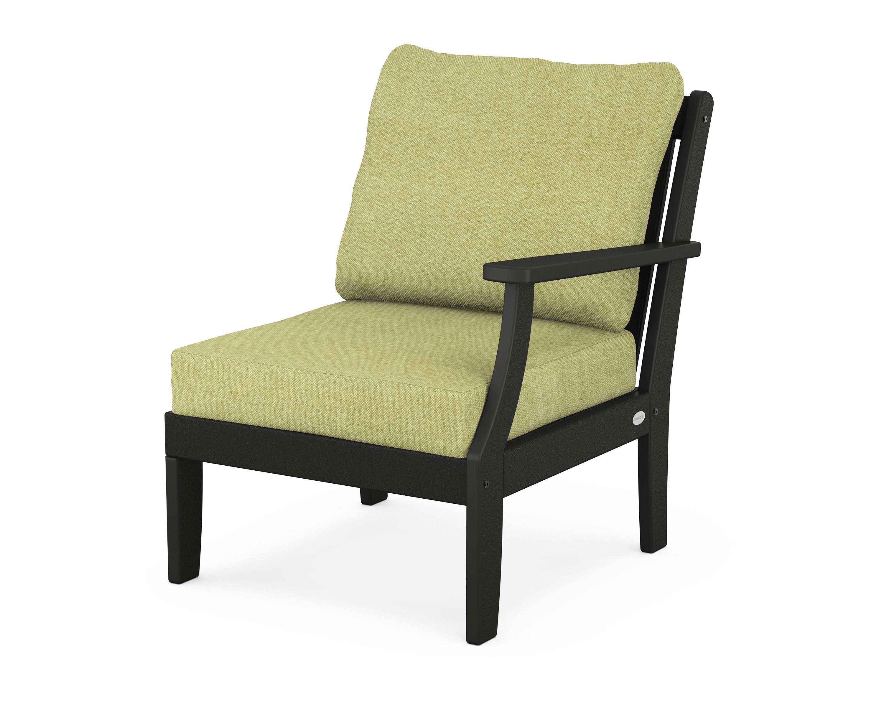 POLYWOOD® Braxton Modular Right Arm Chair in Black / Chartreuse Boucle