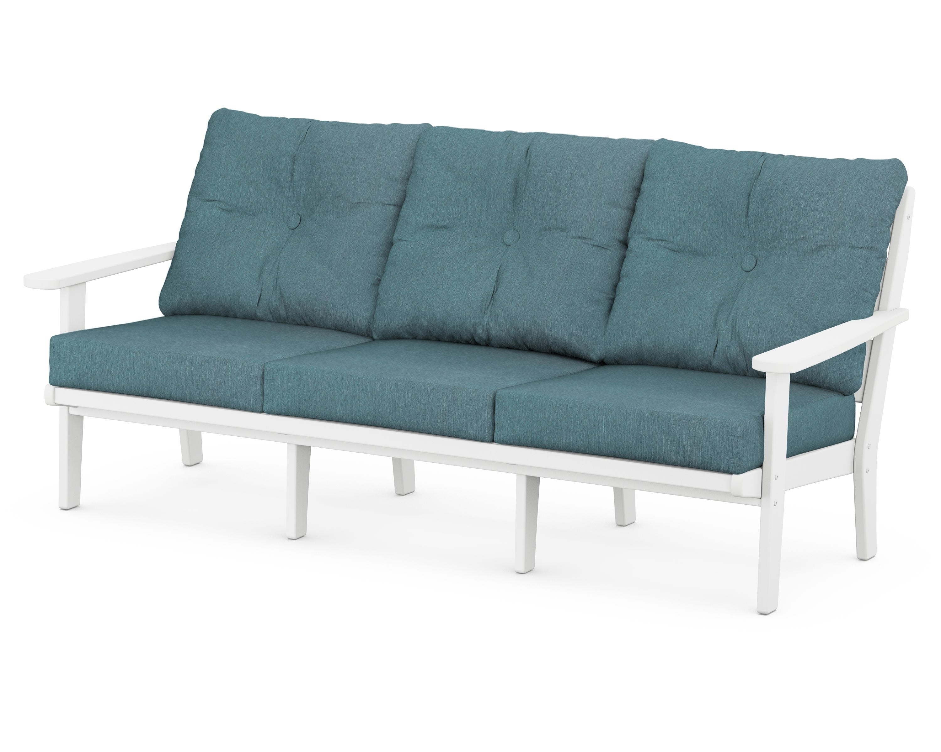 POLYWOOD® Lakeside Deep Seating Sofa in White / Ocean Teal