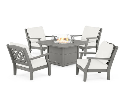 Chinoiserie 5-Piece Deep Seating Set with Fire Pit Table