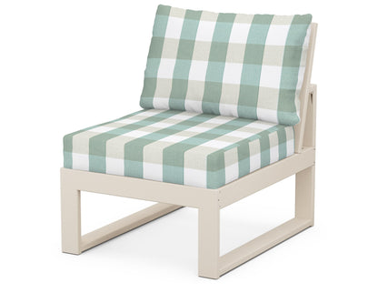 Unbranded Modular Armless Chair in Sand / Buffalo Plaid Glacier Spa