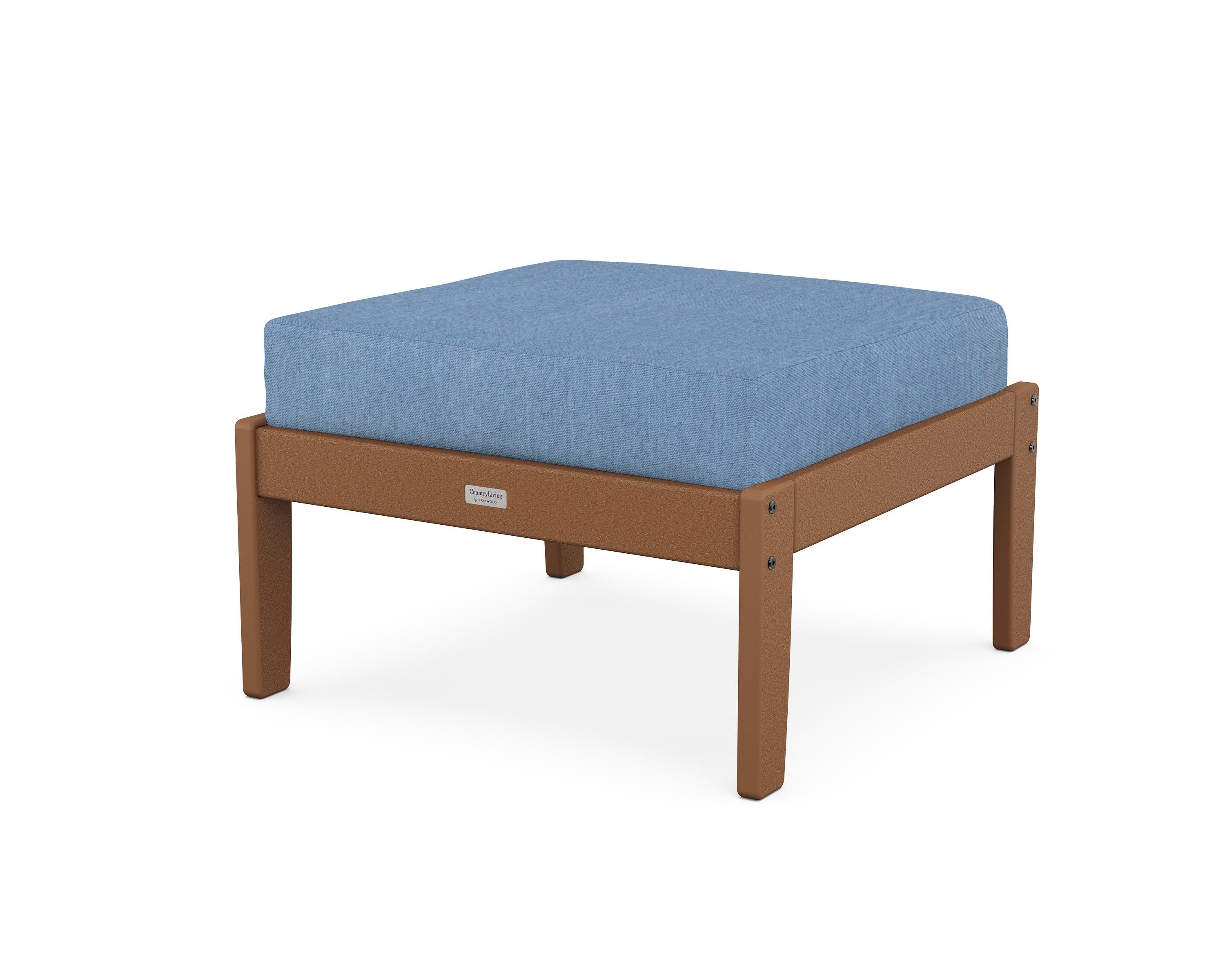 Country Living Cottage Deep Seating Ottoman in Teak / Sky Blue