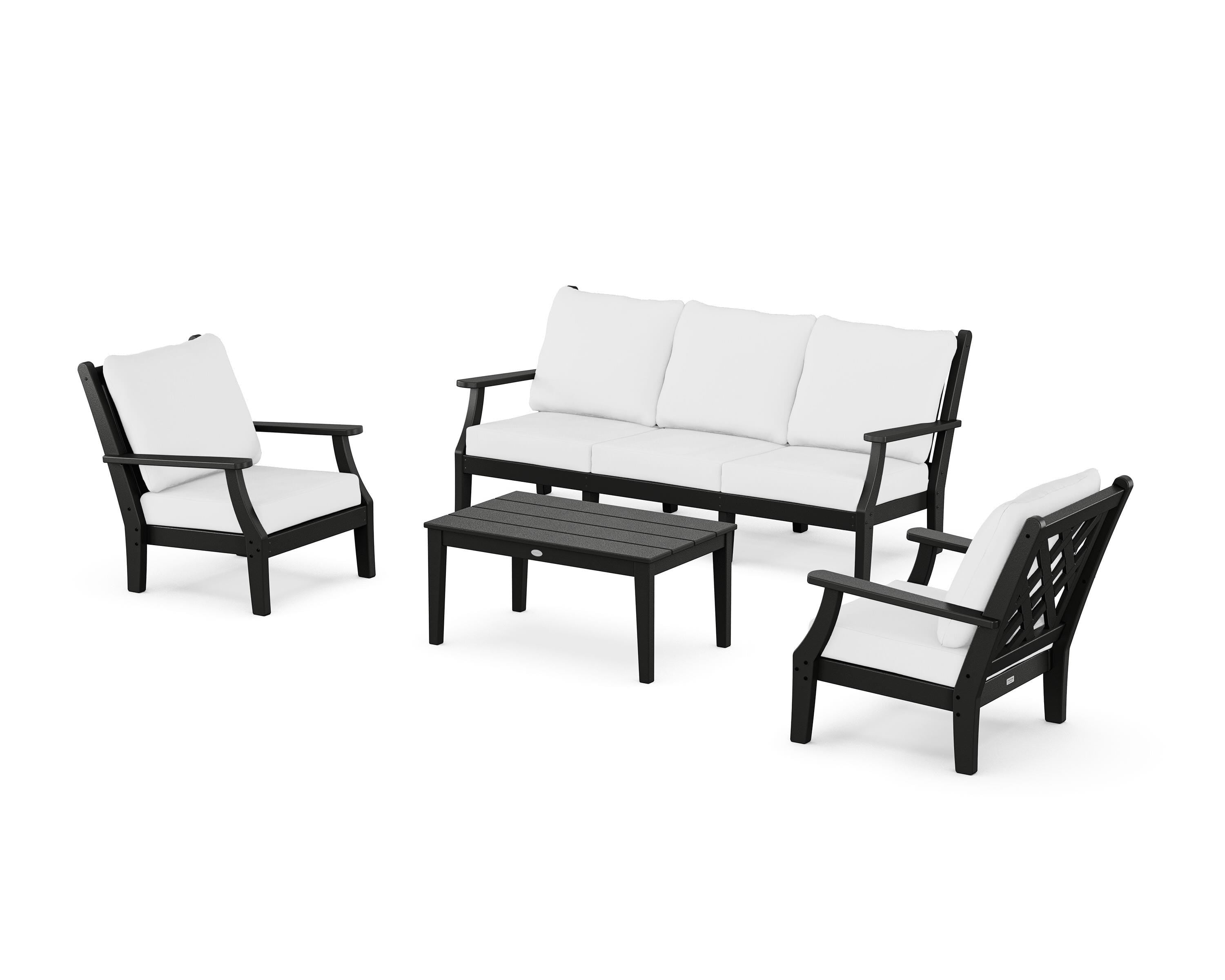 Country Living Wovendale 4-Piece Deep Seating Set with Sofa in Black / Natural