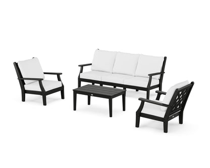 Country Living Wovendale 4-Piece Deep Seating Set with Sofa in Black / Natural