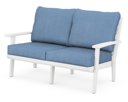 POLYWOOD® Grant Park Deep Seating Loveseat in White / Sky Blue