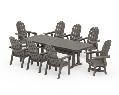 Vineyard Curveback Adirondack Swivel 9-Piece Dining Set with Trestle Legs
