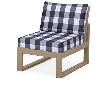 Unbranded Modular Armless Chair in Vintage Sahara / Buffalo Plaid Navy