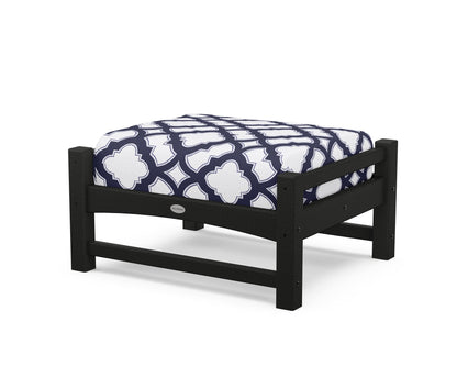POLYWOOD® Club Ottoman in Black / Trellis Navy