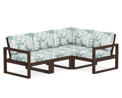 POLYWOOD® EDGE 4-Piece Modular Deep Seating Set in Mahogany / Leaf Glacier Spa