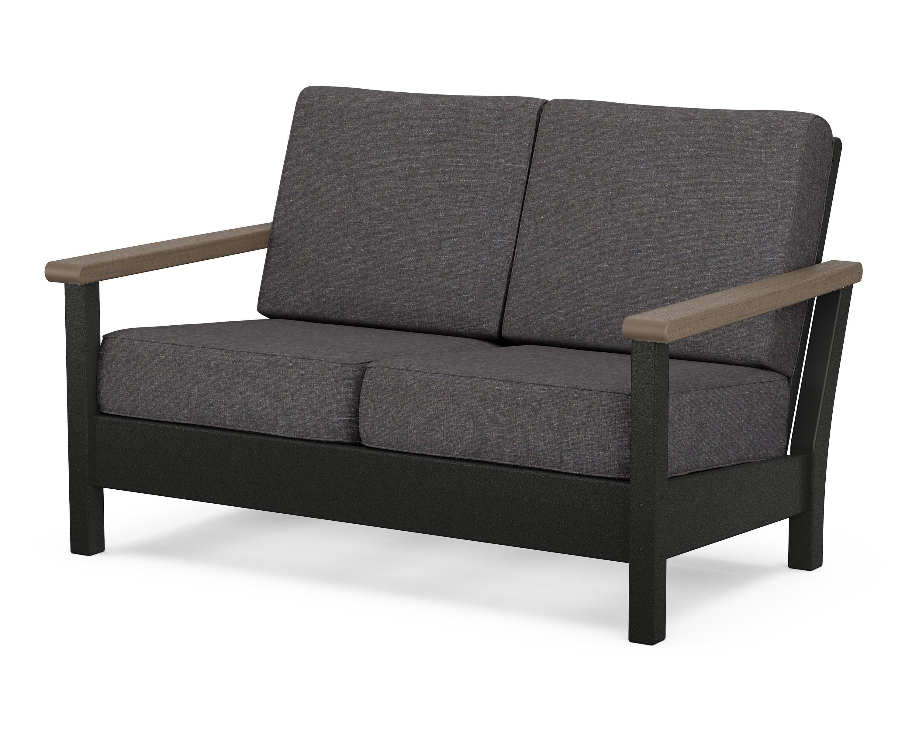 POLYWOOD® Harbour Deep Seating Loveseat in Black / Kona / Ash Charcoal