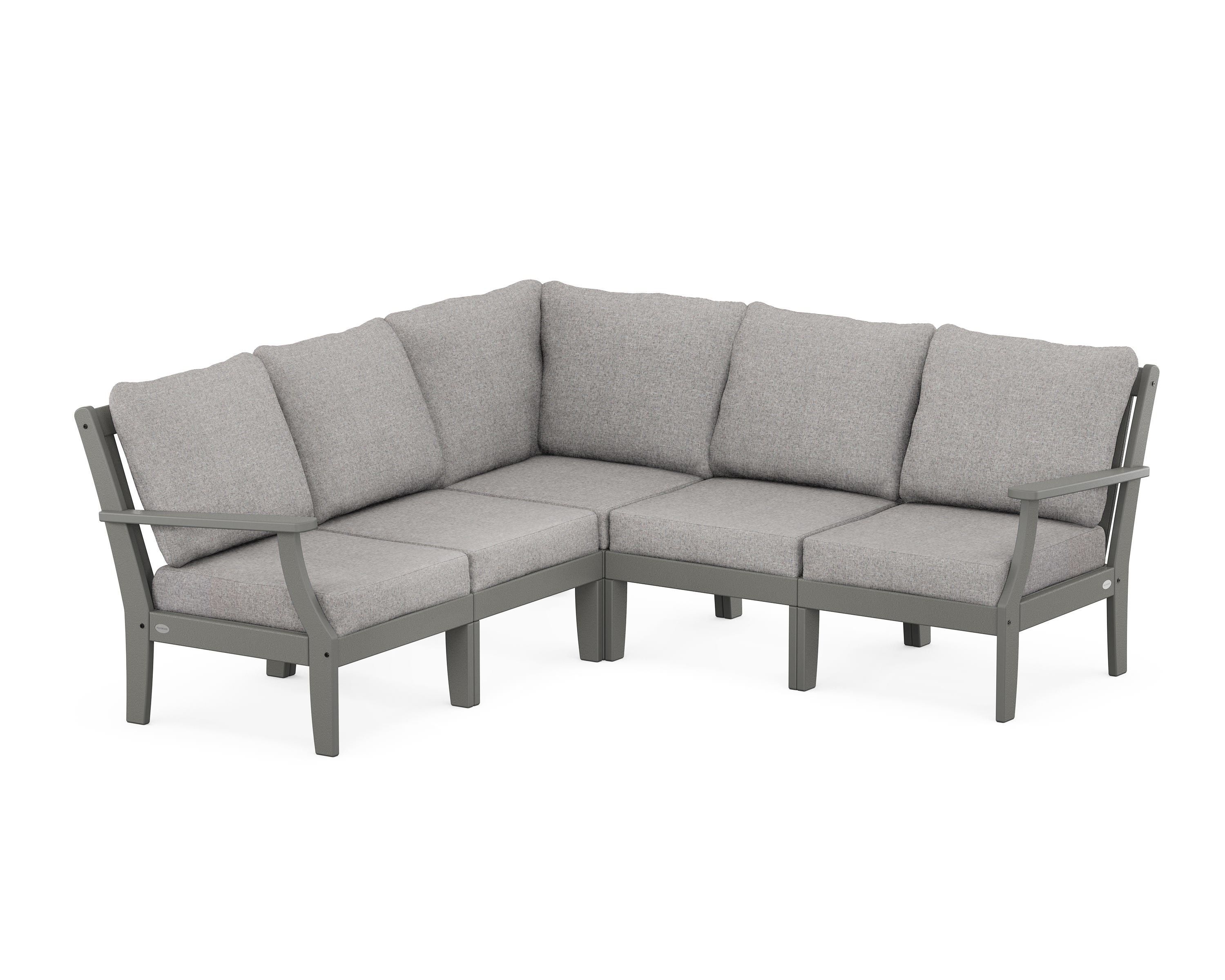 POLYWOOD® Braxton Modular 5-Piece Deep Seating Set in Slate Grey / Grey Mist