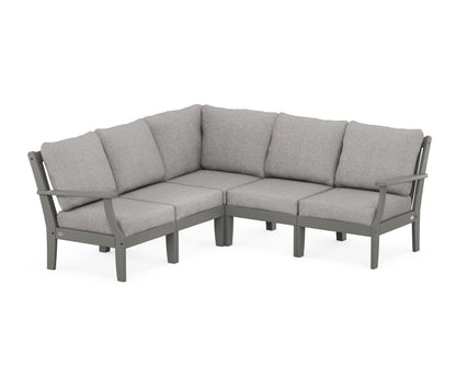 POLYWOOD® Braxton Modular 5-Piece Deep Seating Set in Slate Grey / Grey Mist