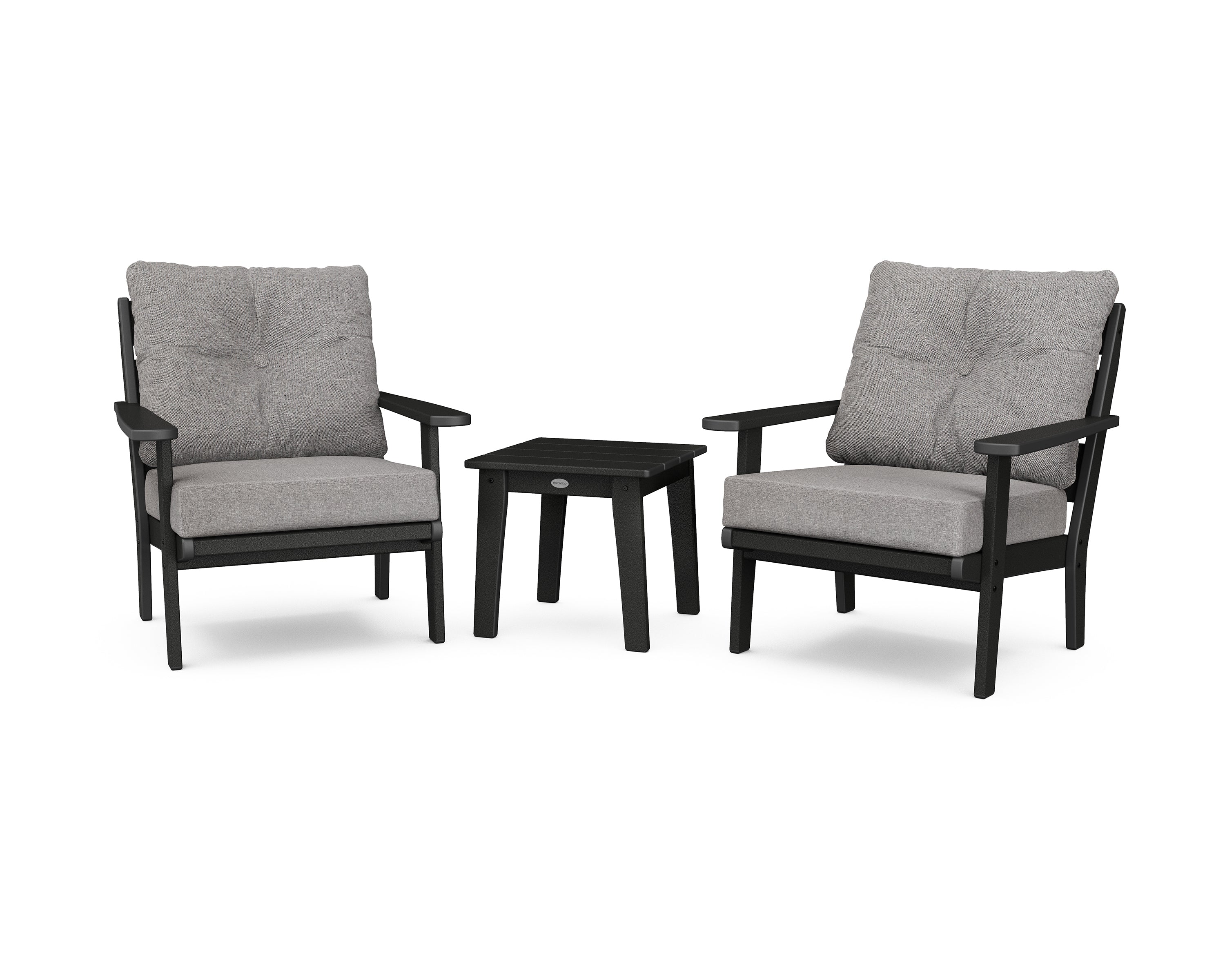 POLYWOOD® Lakeside 3-Piece Deep Seating Chair Set in Black / Grey Mist