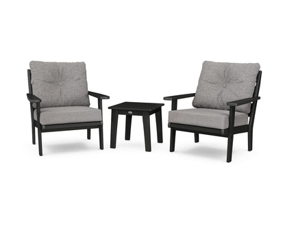POLYWOOD® Lakeside 3-Piece Deep Seating Chair Set in Black / Grey Mist