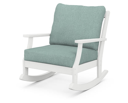 POLYWOOD® Braxton Deep Seating Rocking Chair in White / Glacier Spa